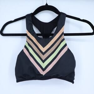 REEF Chevron Racerback Bikini Top Black Multicolor Summer Women's S
